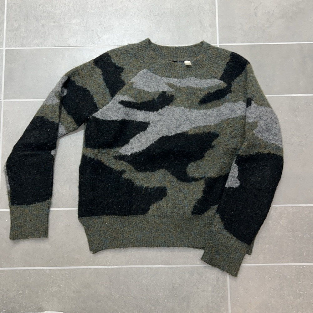 Aqua Bloomingdale’s Camo sweater